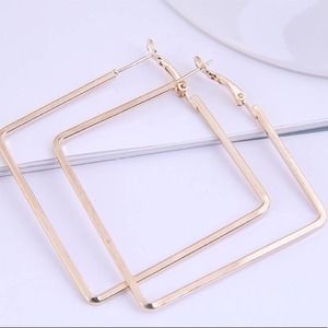 Gold Thin Square Fashion Drop Earrings